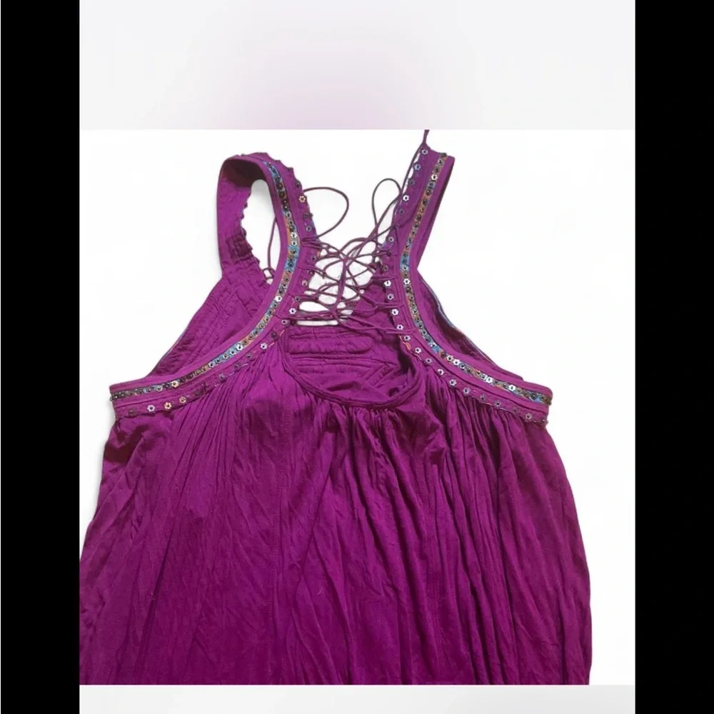 Free people Beaded festival lace up blouse‎